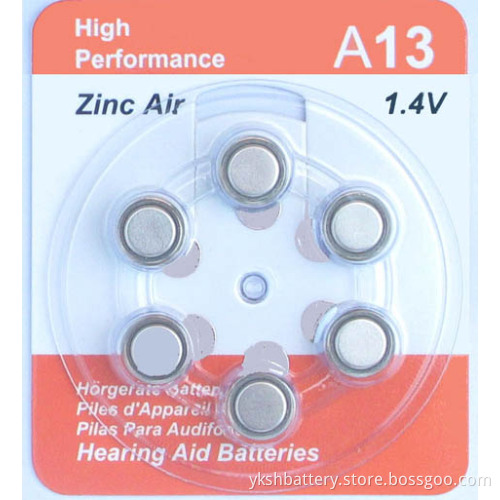A13 Hearing Aid Zinc-air Batteries